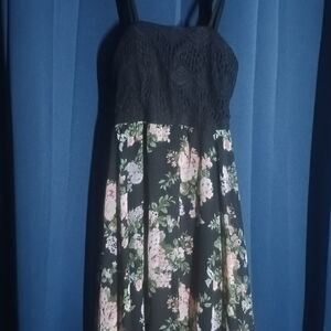 Floral Black Lace Dress